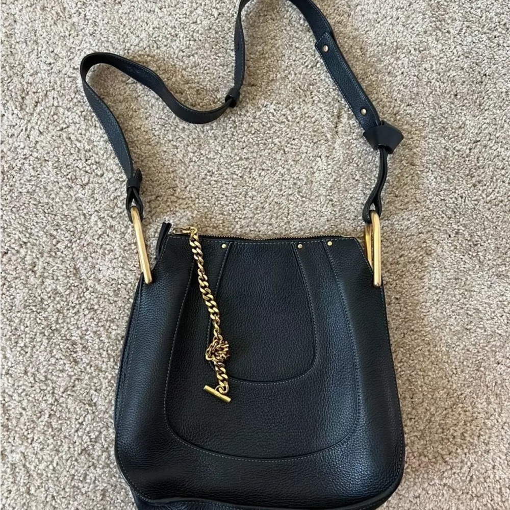 Black and Gold Crossbody Bag with Adjustable Strap